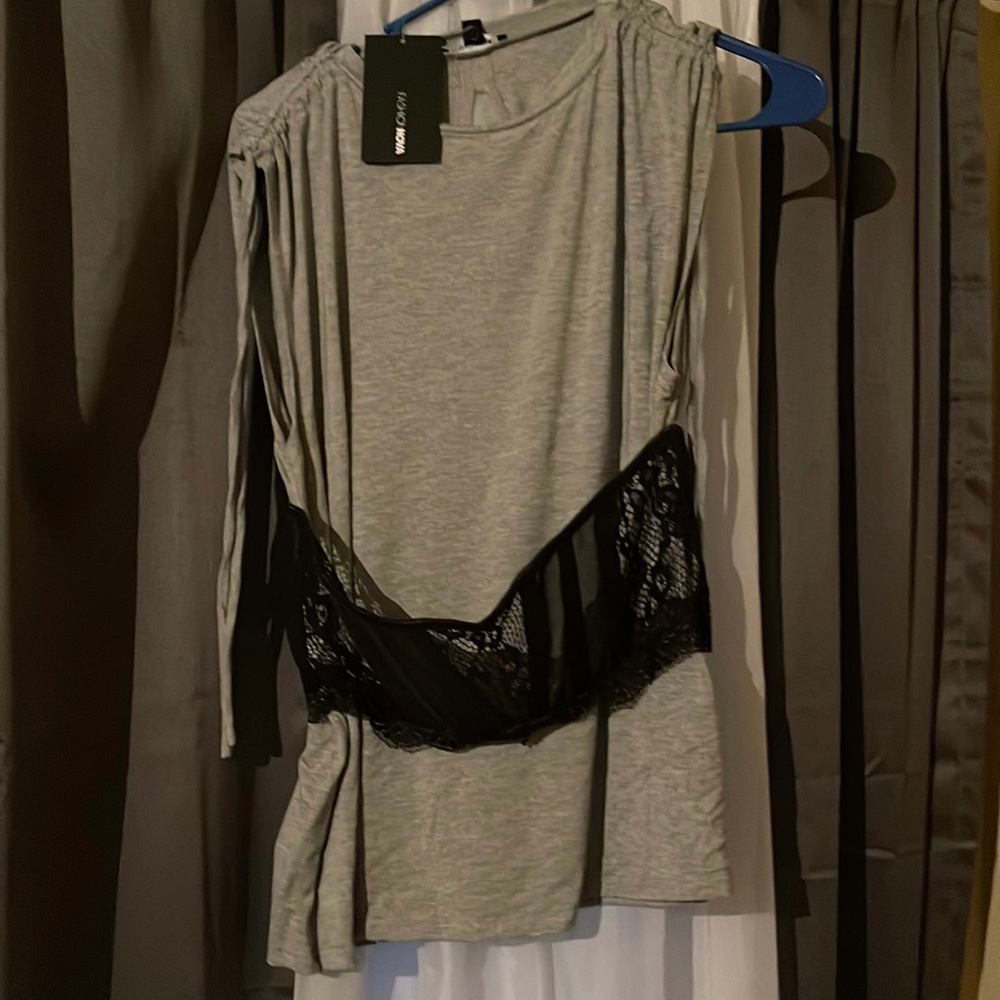 Grey and Black Top from Fashion Nova